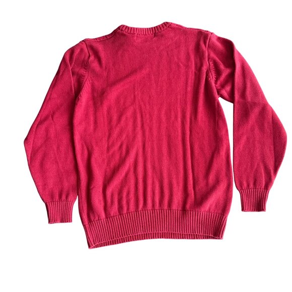 Oscar De La Renta Red Cable Knit Crewneck Sweater M 100% Cotton - Picture 4 of 4